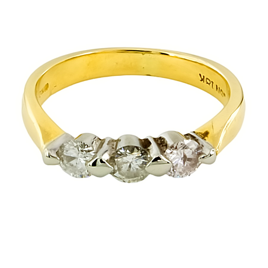 18ct Gold Diamond 45pt 3 Stone Ring Size J
